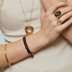 Jonc Double Pendentif Croix (doré) -Jollia Soldes Magasin 5 3 2