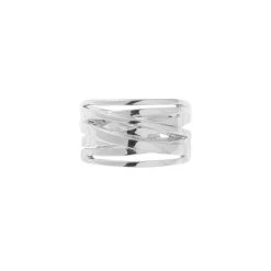 Bague Multirangs Entrelacés (argent Rhodié) -Jollia Soldes Magasin bague argent multirangs