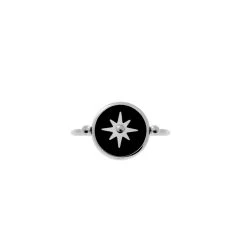 Bague Noire Et étoile (argenté) -Jollia Soldes Magasin bague argent noir etoile zag 1