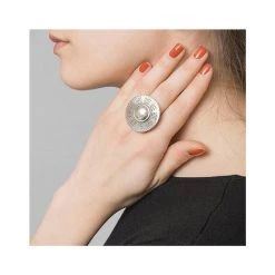 Bague Ronde Motifs Aztèques (argenté) -Jollia Soldes Magasin bague argente ronde shabada 1