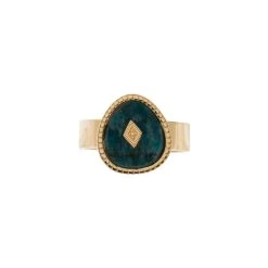 Bague Losange Pierre Apatite (doré) -Jollia Soldes Magasin bague bleu pierre triangle zag