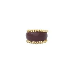 Bague Double Torsade émail (bordeaux)