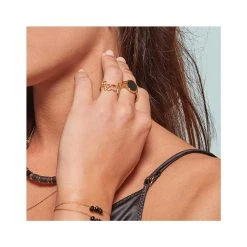 Bague Chevalière Pierre (malachite) -Jollia Soldes Magasin bague caroline najman 5 1