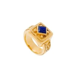 Bague Carré Pierre Lapis (plaqué Or)