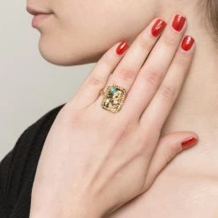 Bague Carte Egyptienne (turquoise) -Jollia Soldes Magasin bague carte egyptienne pierre turquoise