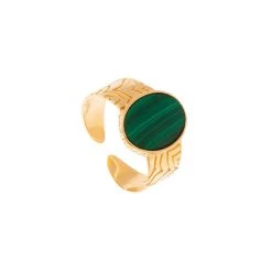 Bague Chevalière Pierre (malachite)
