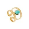 Bague Double Couronnes Et Pierre (turquoise) -Jollia Soldes Magasin bague couronne dore pierre turquoise