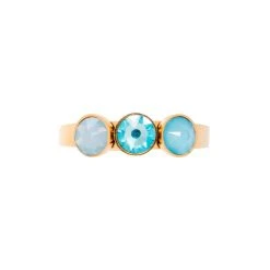 Bague Triple Cristaux (bleu) -Jollia Soldes Magasin bague cristal swarovski bleu