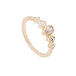 Bague Cristaux (plaqué Or)