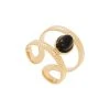 Bague Double Couronnes Et Pierre (noir) -Jollia Soldes Magasin bague double couronne noir pierre 1