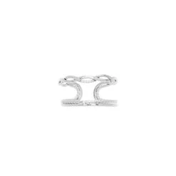 Bague Fine Double Rangs Tressés (argenté) -Jollia Soldes Magasin bague double rang argent