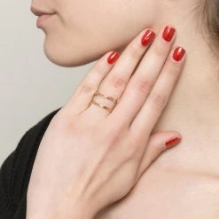 Bague Fine Double Rangs Tressés (doré) -Jollia Soldes Magasin bague double rang tresse dore