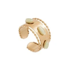 Bague Ethnique Torsadée Trois Pierres (aventurine)