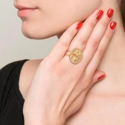 Bague Médaille Ajourée Astral (zircon Vert) -Jollia Soldes Magasin bague etoile dore 1