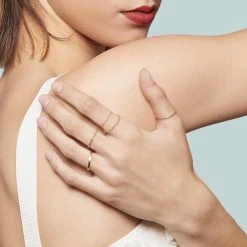 Bague Fine Billes Et Strass (plaqué Or) -Jollia Soldes Magasin bague fine a accumuler dore 3