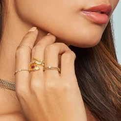 Bague Fine Billes Et Strass (plaqué Or) -Jollia Soldes Magasin bague fine bille strass or 1