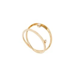 Bague Plate Double Strass (plaqué Or)