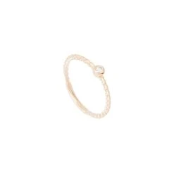 Bague Fine Et Zircon Blanc (plaqué Or)