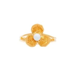 Bague Fleur Pierre (nacre) -Jollia Soldes Magasin bague fleur nacre