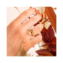 Bague Fleur Pierre (rhodonite) -Jollia Soldes Magasin bague fleur pierre 1