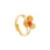Bague Fleur Pierre (rhodonite) -Jollia Soldes Magasin bague fleur rose