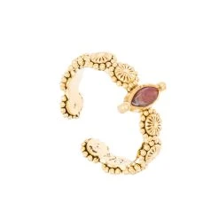 Bague Fleurs Et Pierre Réglable (Améthyste)