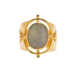 Bague Chevalière Pierre De Lune (plaqué Or) -Jollia Soldes Magasin bague grosse pierre de lune