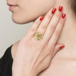 Bague Médaille Et Pierre (émeraude) -Jollia Soldes Magasin bague grosse pierre emeraude 1