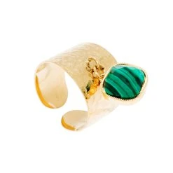 Bague Large Avec Pendentif Carré (malachite)