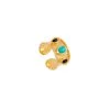 Bague Large Triple Pierres (turquoise/onyx) -Jollia Soldes Magasin bague large pierre noir turquoise dore