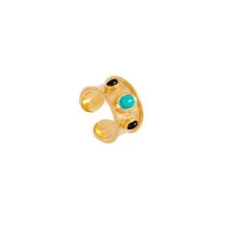Bague Large Triple Pierres (turquoise/onyx)