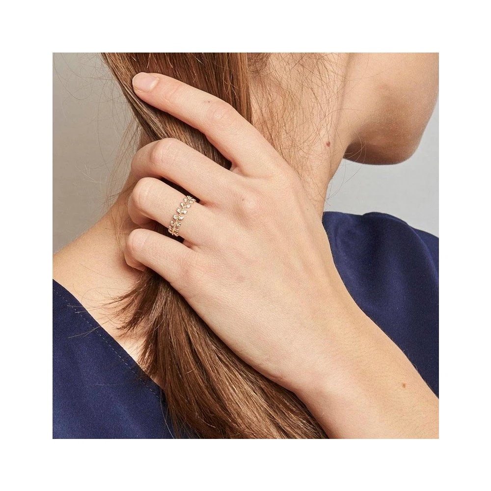 Bague Laurier Sertie (plaqué Or) 4 Bague Laurier Sertie (plaqué Or) – Image 2