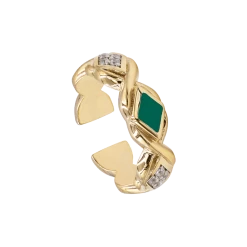 Bague Losange Et Zircon (onyx Vert)