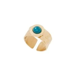 Bague Martelée Et Pierre (apatite)