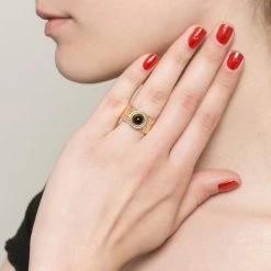 Bague Martelée Et Pierre (onyx) -Jollia Soldes Magasin bague martele pierre noir zag