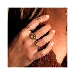 Bague Carrée Oeil Zircon (doré) -Jollia Soldes Magasin bague mini oracles 1