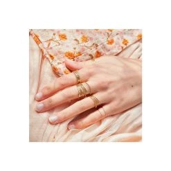 Bague Triple Anneaux Lisses Et Vrillés (plaqué Or) -Jollia Soldes Magasin bague multi anneau