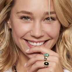 Bague Multi-pierres Jaspe/nacre Grise (plaqué Or) 7 Bague Multi-pierres Jaspe/nacre Grise (plaqué Or) -Jollia Soldes Magasin bague multi pierre turquoise 1