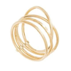 Bague Multi Rangs Entrelacés (plaqué Or)