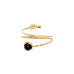 Bague Entrelacée Et étoile (onyx Noir) -Jollia Soldes Magasin bague multi rangs noir etoile dore 1 1