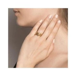 Bague Semainier Martelée (plaqué Or) -Jollia Soldes Magasin bague multiple dore martele 1