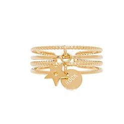 Bague Multirangs Pendentif étoile (doré) -Jollia Soldes Magasin bague multirang pendentif etoile