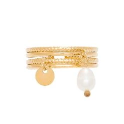 Bague Multirangs Pampille Et Perle De Culture (doré) -Jollia Soldes Magasin bague multirang perle culture pampille1