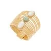Bague Multirangs Vrillés Pierres (nacre/amazonite) -Jollia Soldes Magasin bague multirangs pierre bleu blanc