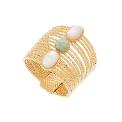 Bague Multirangs Vrillés Pierres (nacre/amazonite)
