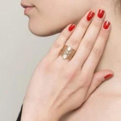 Bague Multirangs Vrillés Pierres (nacre/amazonite) -Jollia Soldes Magasin bague multirangs pierre bleu blanc 1