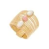 Bague Multirangs Vrillés Pierres (nacre/quartz Rose) -Jollia Soldes Magasin bague multirangs pierre rose blanc 2