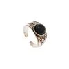 Bague Pierre Noire Et Motifs (argenté) -Jollia Soldes Magasin bague noir 1
