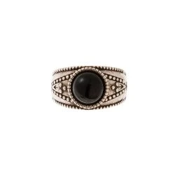 Bague Pierre Noire Et Motifs (argenté) -Jollia Soldes Magasin bague noir