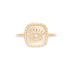 Bague Carrée Oeil Zircon (doré) -Jollia Soldes Magasin bague oeil zircon carre 1